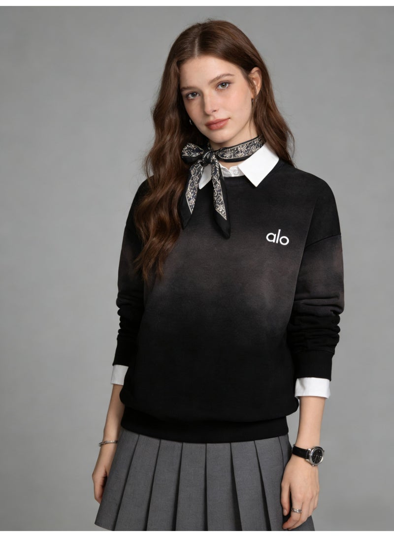 Alo World men's and women's round neck sweater | Super casual gradient black pullover - Image 3